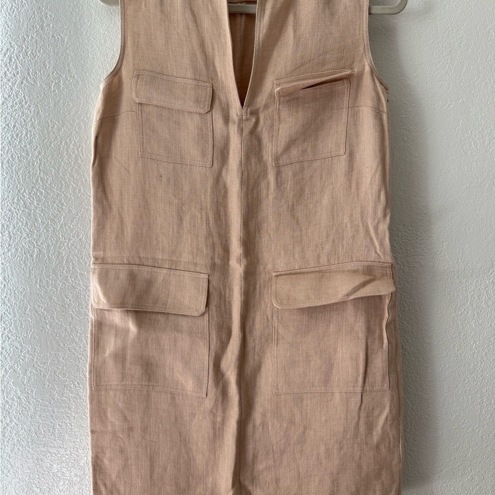 Theory Sleeveless Tan Shift Dress Linen Blend Size 0 - Picture 4 of 14